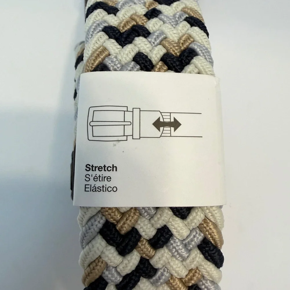Nike Mens Woven Stretch Belt Braided Navy Khaki Grey Small 30-32 NEW Goof Sporty